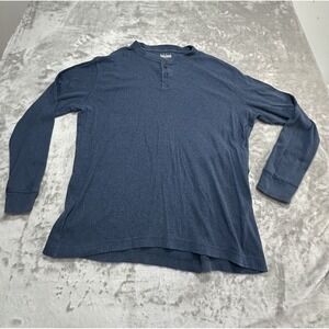 Basic Edition Sweater Shirt Men's Size Large Blue Long Sleeve 3 Button Front EUC